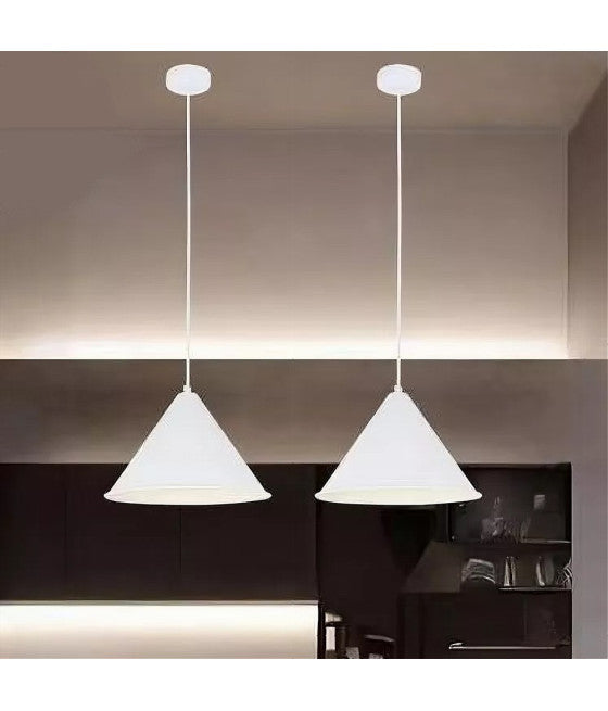 Lámpara lámpara 6 colgantes cónicos de acero estirado luz de techo LED de diseño de apliques