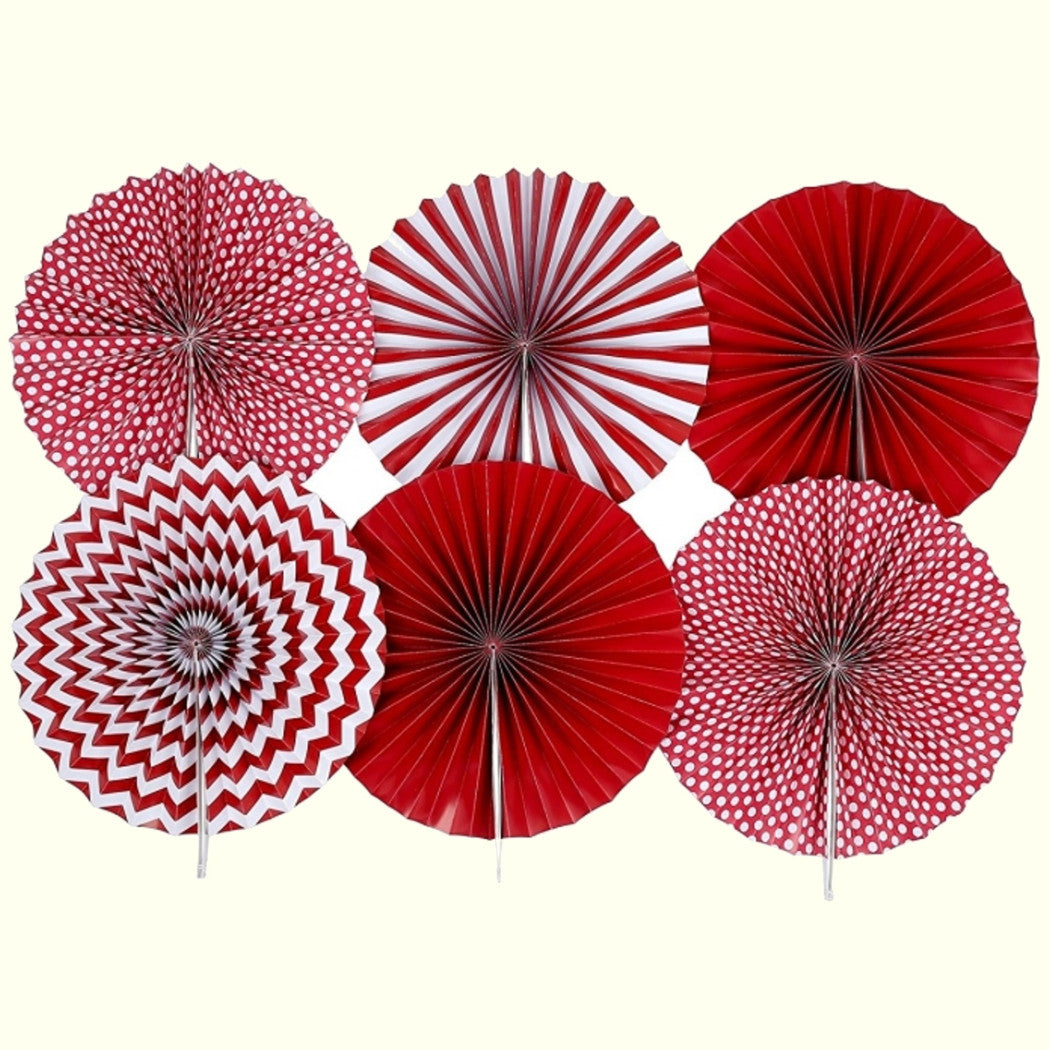 Colgante Rosa Ventilador 6 piezas rojo en papel 35.5cm Cumpleaños Photobot