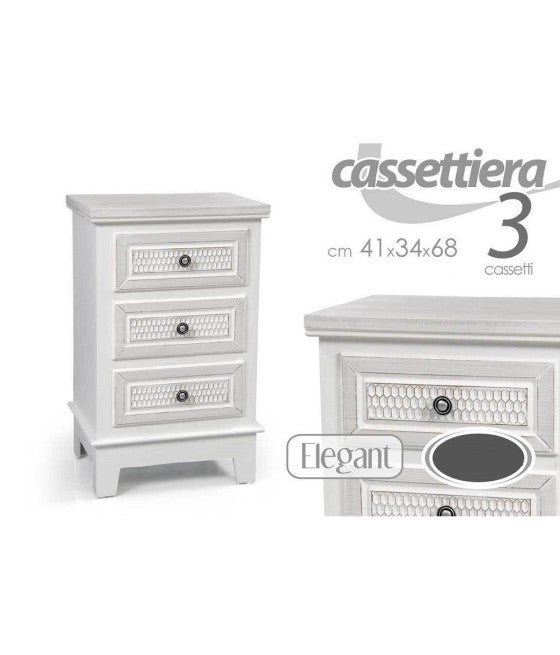 Cajonera de madera blanca 3 cajones 40x29x58cm decorado con texto dulce hogar