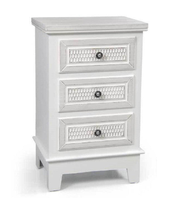 Cajonera de madera blanca 3 cajones 40x29x58cm decorado con texto dulce hogar