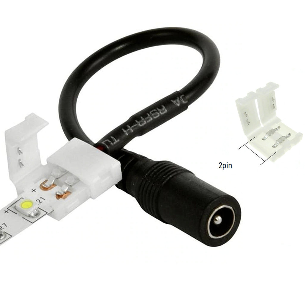 Conector de clip de 8 mm 2 PIN con tira LED 12V con cable de gato femenino de 2.5 mm