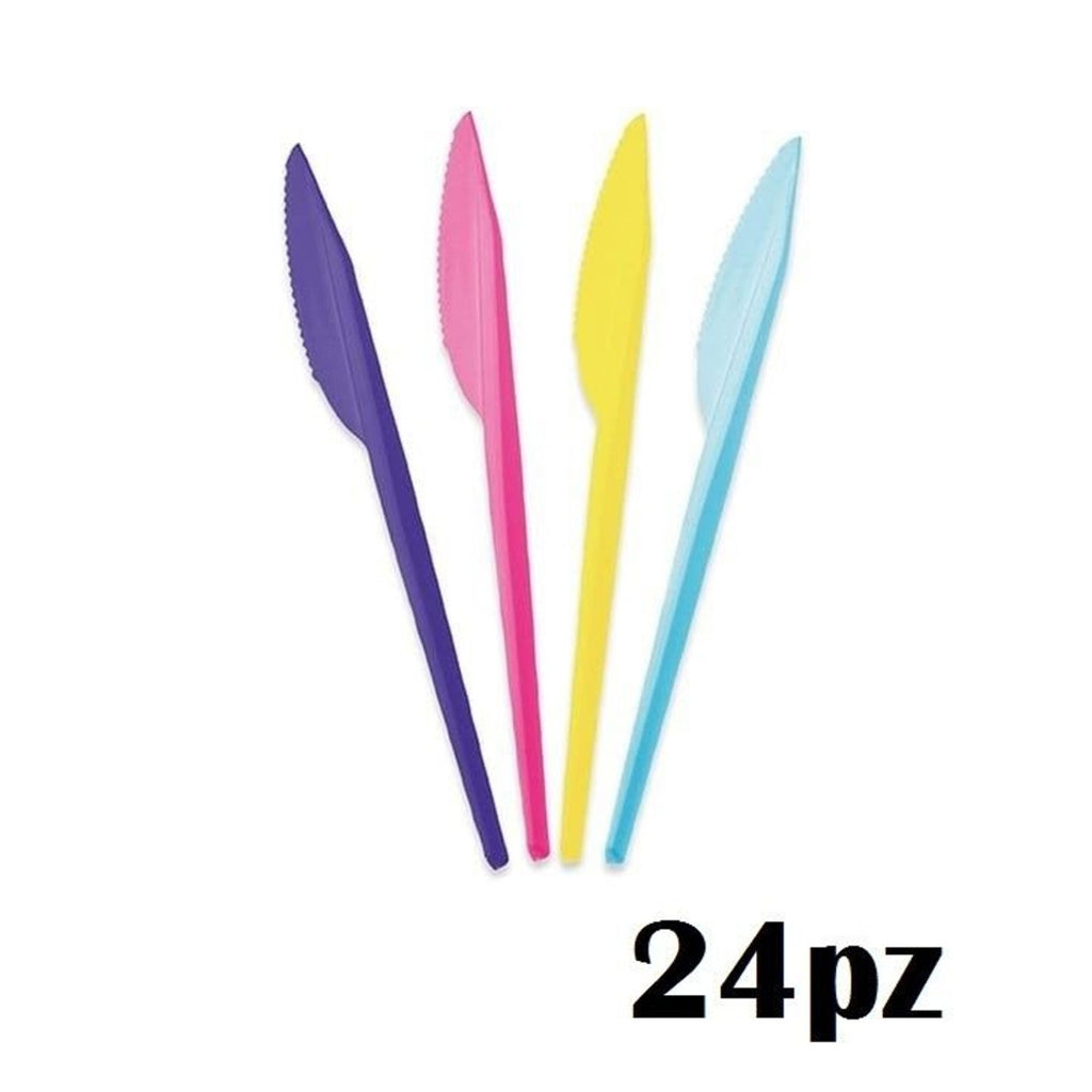Conjunto de 24 piezas de cuchillos de plástico fiestas de fiestas de color