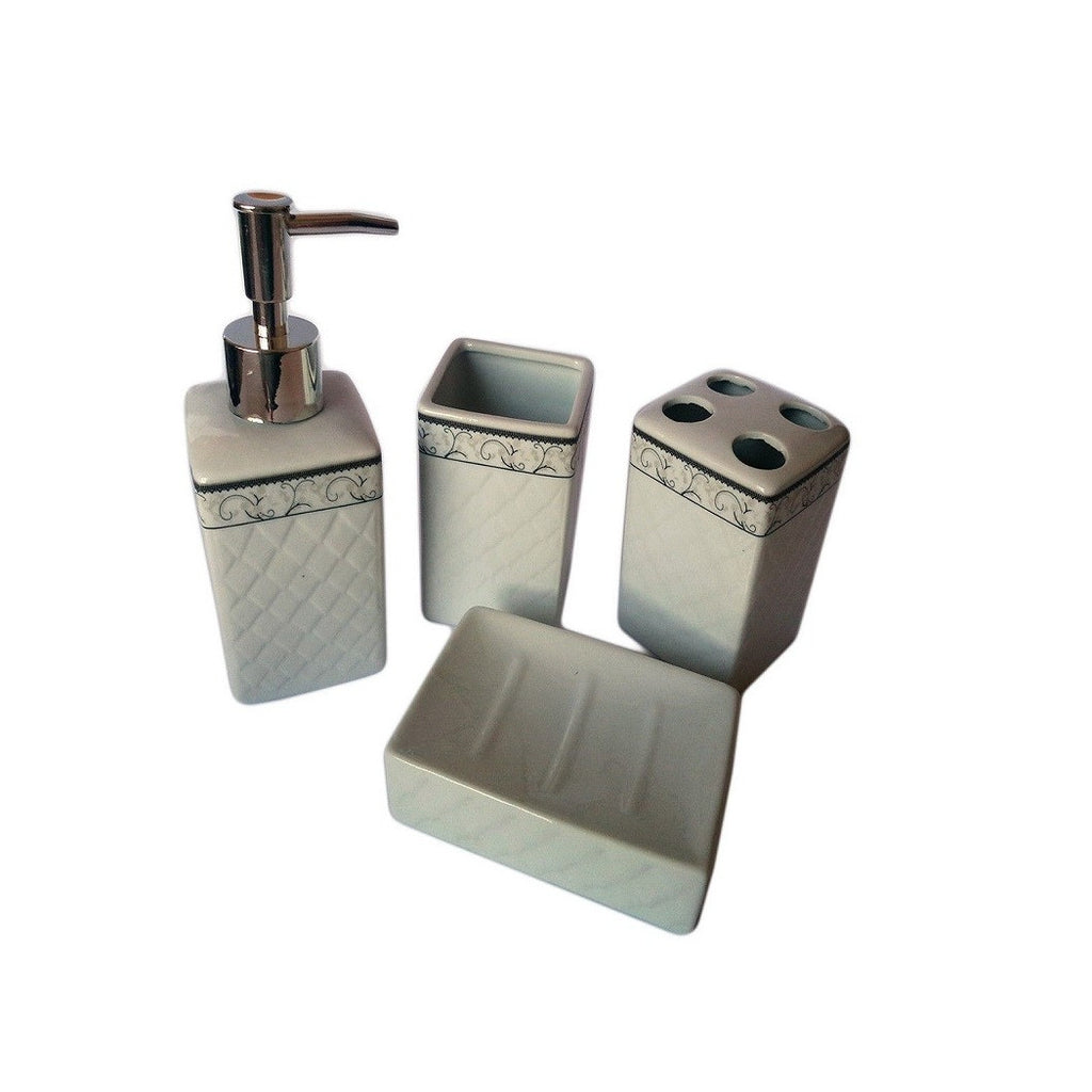 Conjunto de accesorios de baño modernos en diseño clásico de cerámica con decoración
