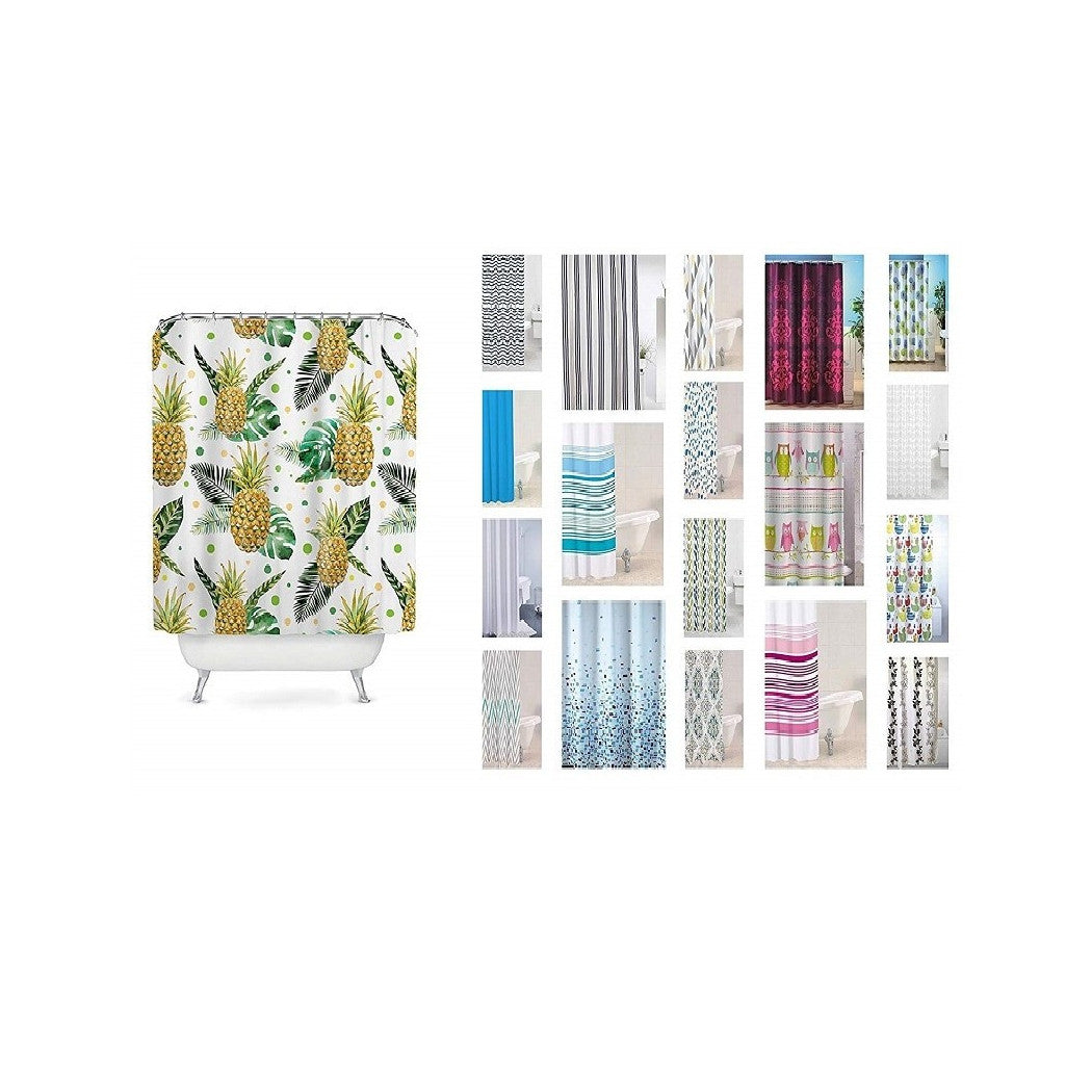 Cortina de ducha anticombada para baño de 180x200 cm con 12 ganchos para barra de barra