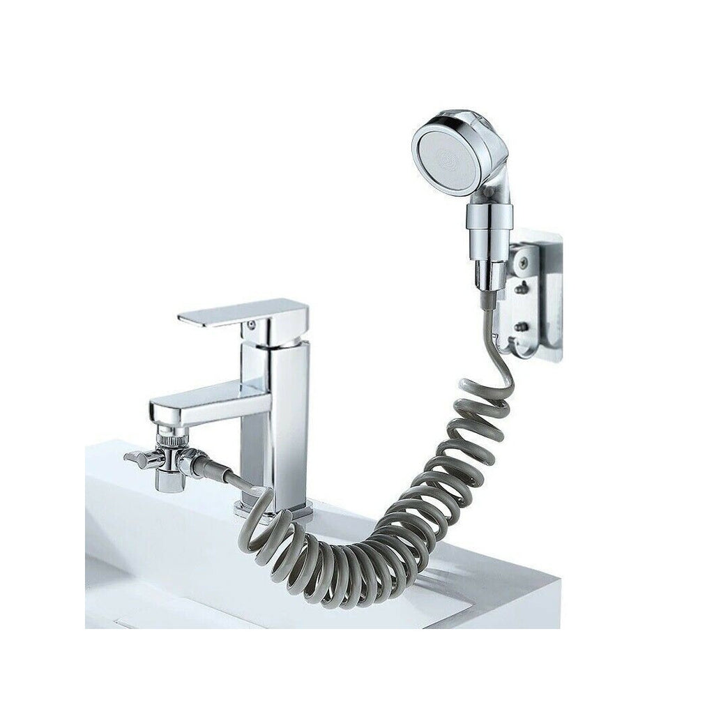 Ducha portátil de la ducha de la mano para el lavabo + tubo anti-escala que acampa