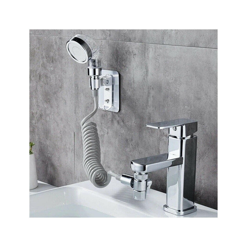 Ducha portátil de la ducha de la mano para el lavabo + tubo anti-escala que acampa