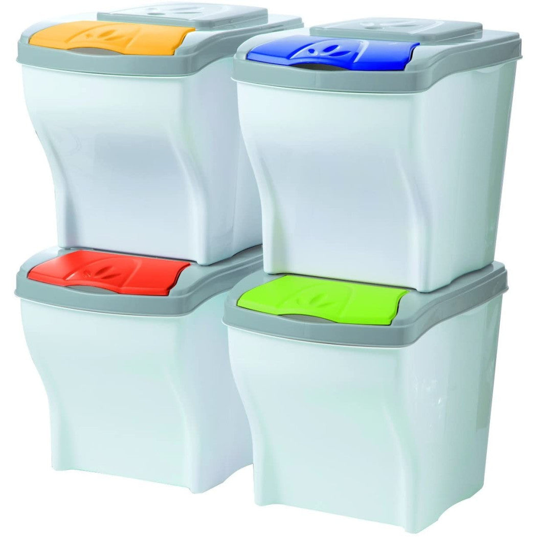Dustbin para la colección separada 4 colores verticales cobros cobros 80 lt