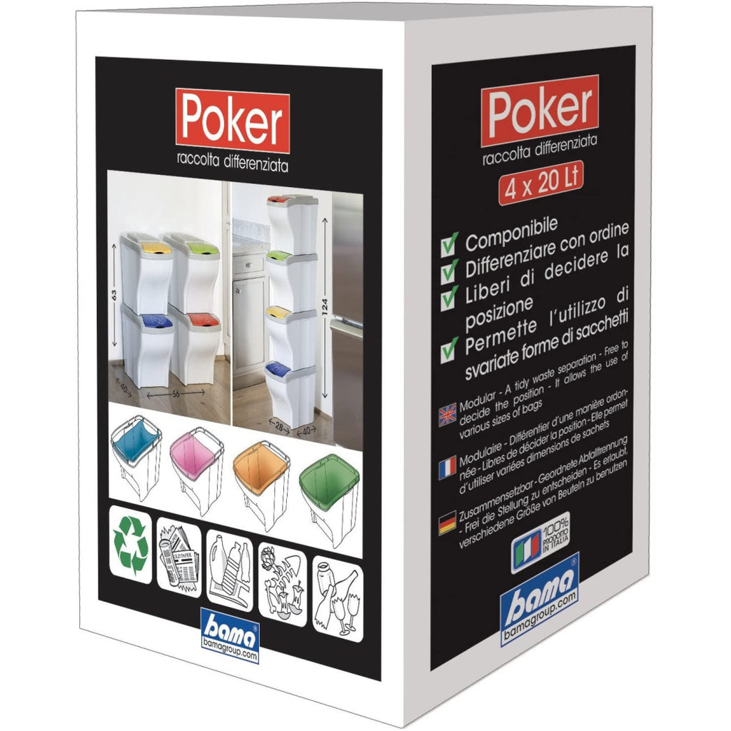 Dustbin para la colección separada 4 colores verticales cobros cobros 80 lt