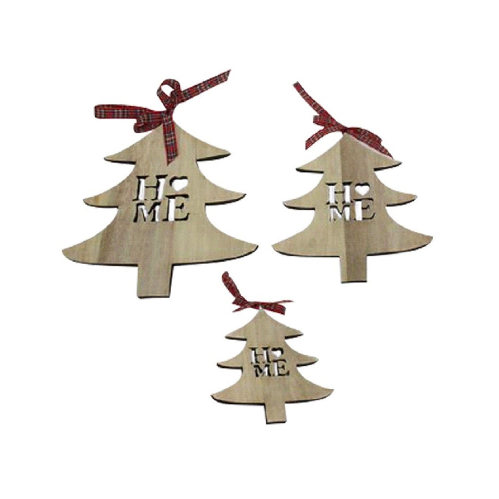 Establecer 3pz Panchas Forma Árbol de madera Diversas medidas Decoraciones navideñas