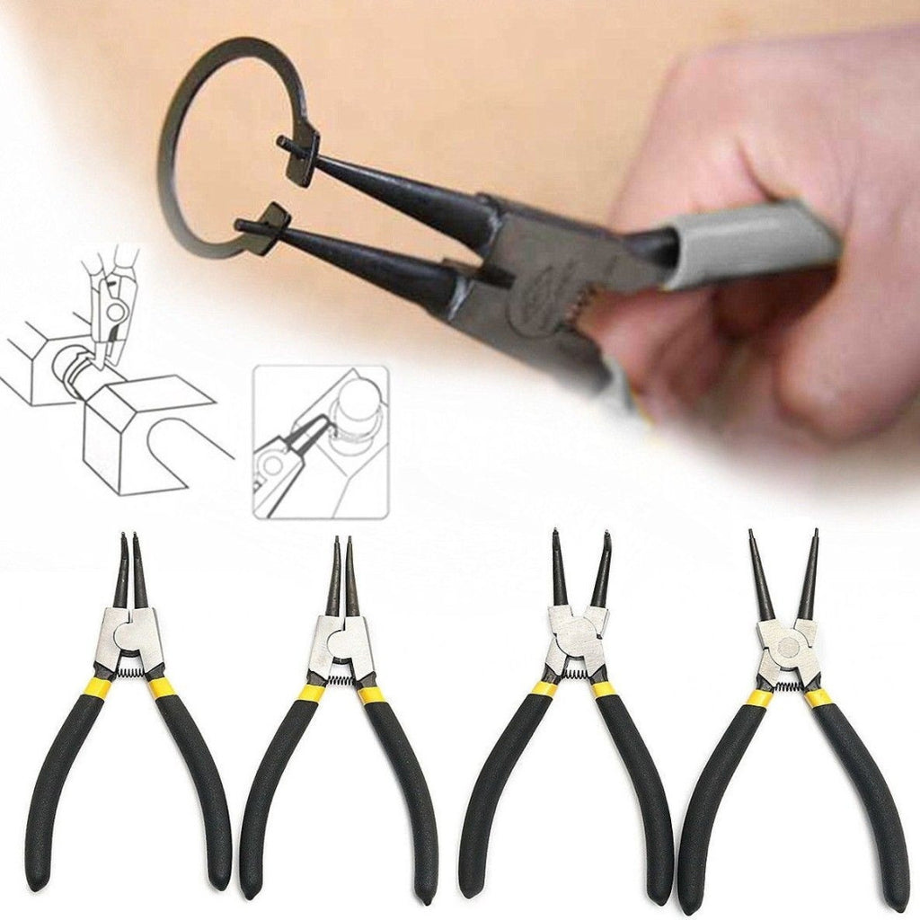 Establecer 4 alicates para anillos elásticos EXTERIOR INTERNO 170mm 7 "ángulo recto 90 °