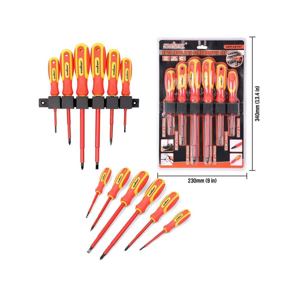 Establecer 6 destornilladores transversales destornilladores e aislamiento de corte con puntas magnéticas