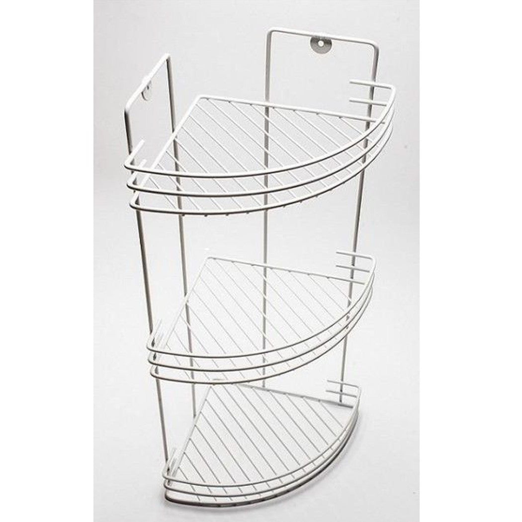 Estante de baño de esquina de 3 niveles Estantes de metal blanco 59x22x22cm