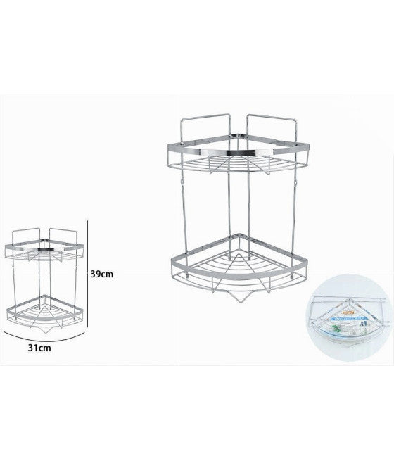 Estante de esquina cromado para estantes de 2-Shed-Shed Planes organizadores para el baño 59256