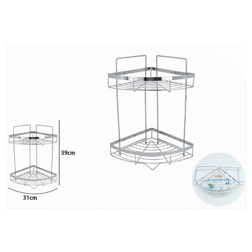 Estante de esquina cromado para estantes de 2-Shed-Shed Planes organizadores para el baño 59256
