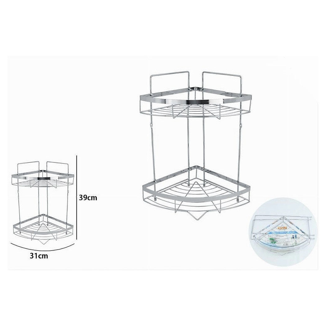 Estante de esquina cromado para estantes de 2-Shed-Shed Planes organizadores para el baño 59256
