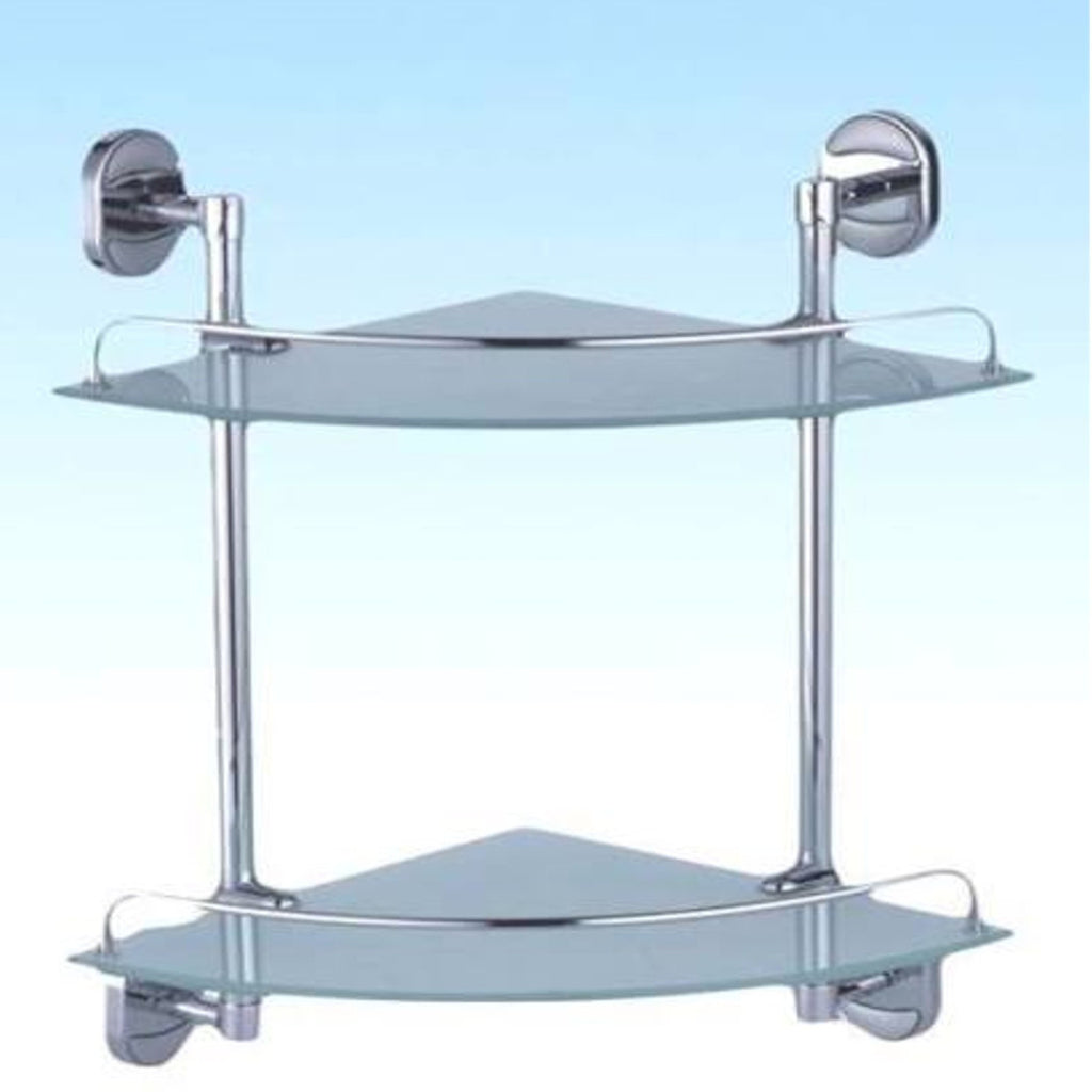 Estantes de baño de esquina de 2 niveles Estantes de vidrio de metal de vidrio