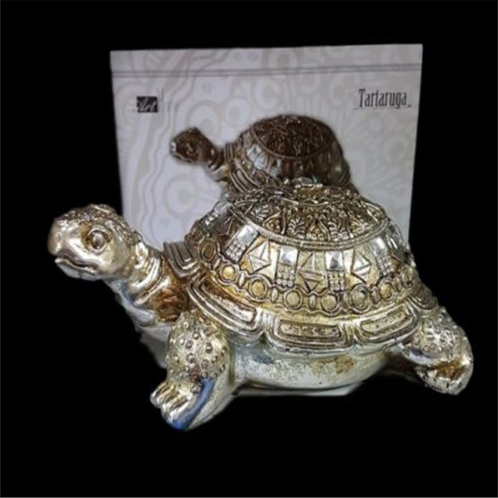 Estatua Estatua Decorativa Tortuga Rhinestone Silver 20cm Afortunado Hogar