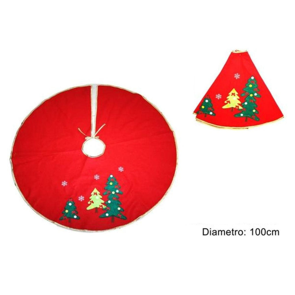 Falda de alfombra cubierta de la base Árbol de Navidad 100 cm Decoraciones navideñas rojas
