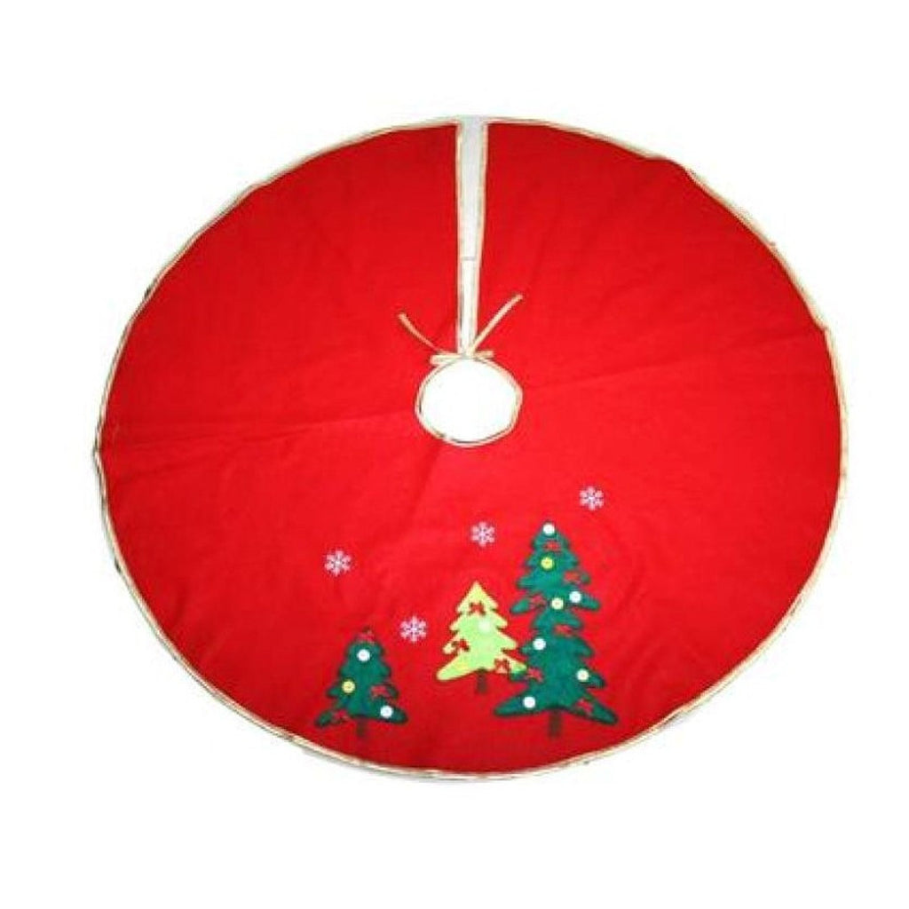 Falda de alfombra cubierta de la base Árbol de Navidad 100 cm Decoraciones navideñas rojas