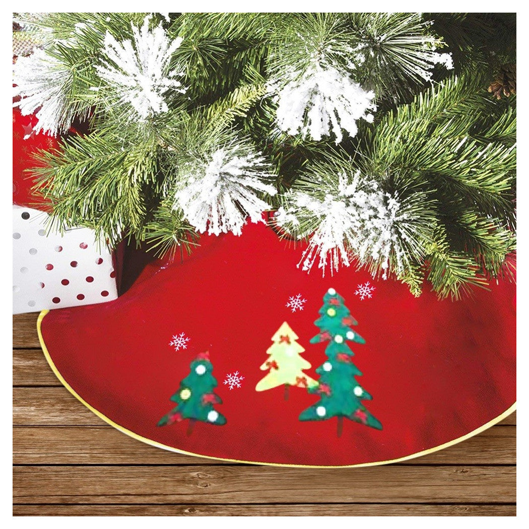 Falda de alfombra cubierta de la base Árbol de Navidad 100 cm Decoraciones navideñas rojas
