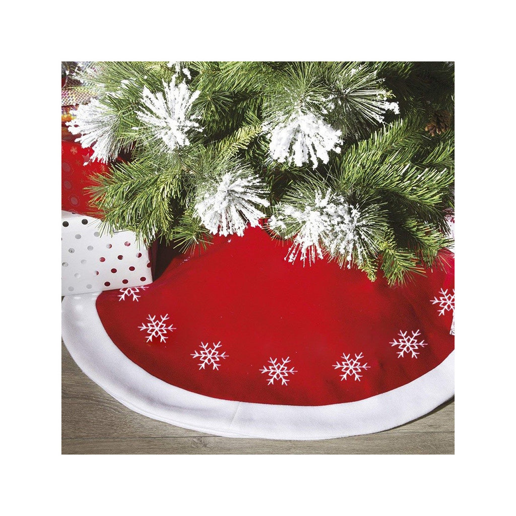 Falda de alfombras Funda de base Árbol de Navidad 105cm Decoraciones navideñas rojas