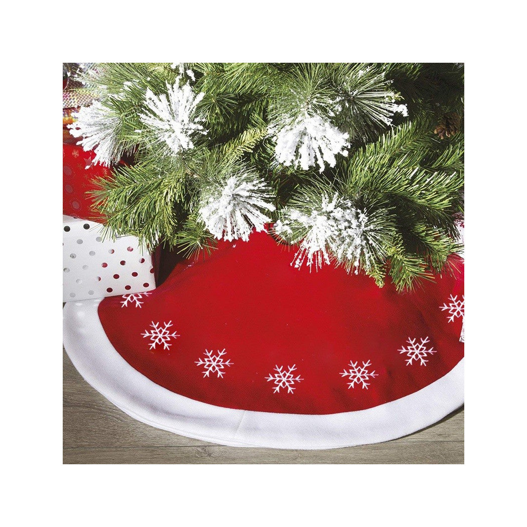Falda de alfombras Funda de base Árbol de Navidad 105cm Decoraciones navideñas rojas