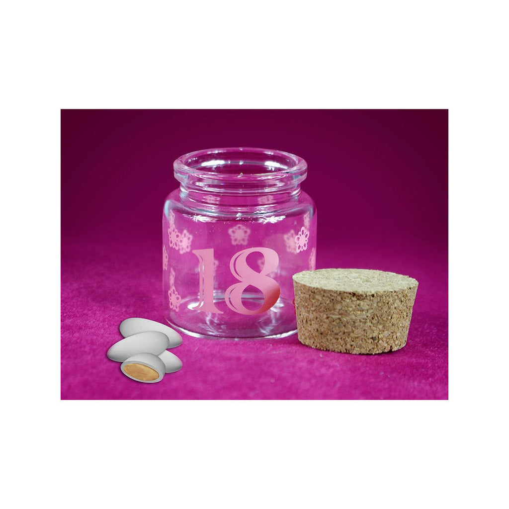 Favor for 18 years eighteenth birthday glass jar cork stopper