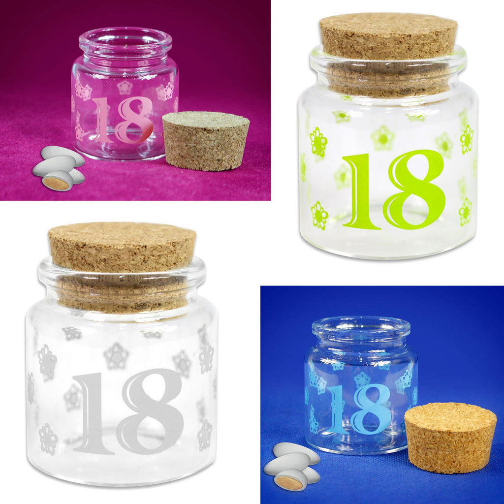 Favor for 18 years eighteenth birthday glass jar cork stopper