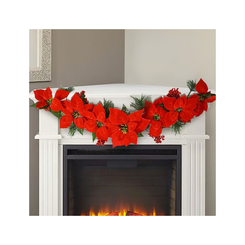 Guirnalda de Navidad con Navidad Star 5 Flores Decoraciones de Navidad Inicio