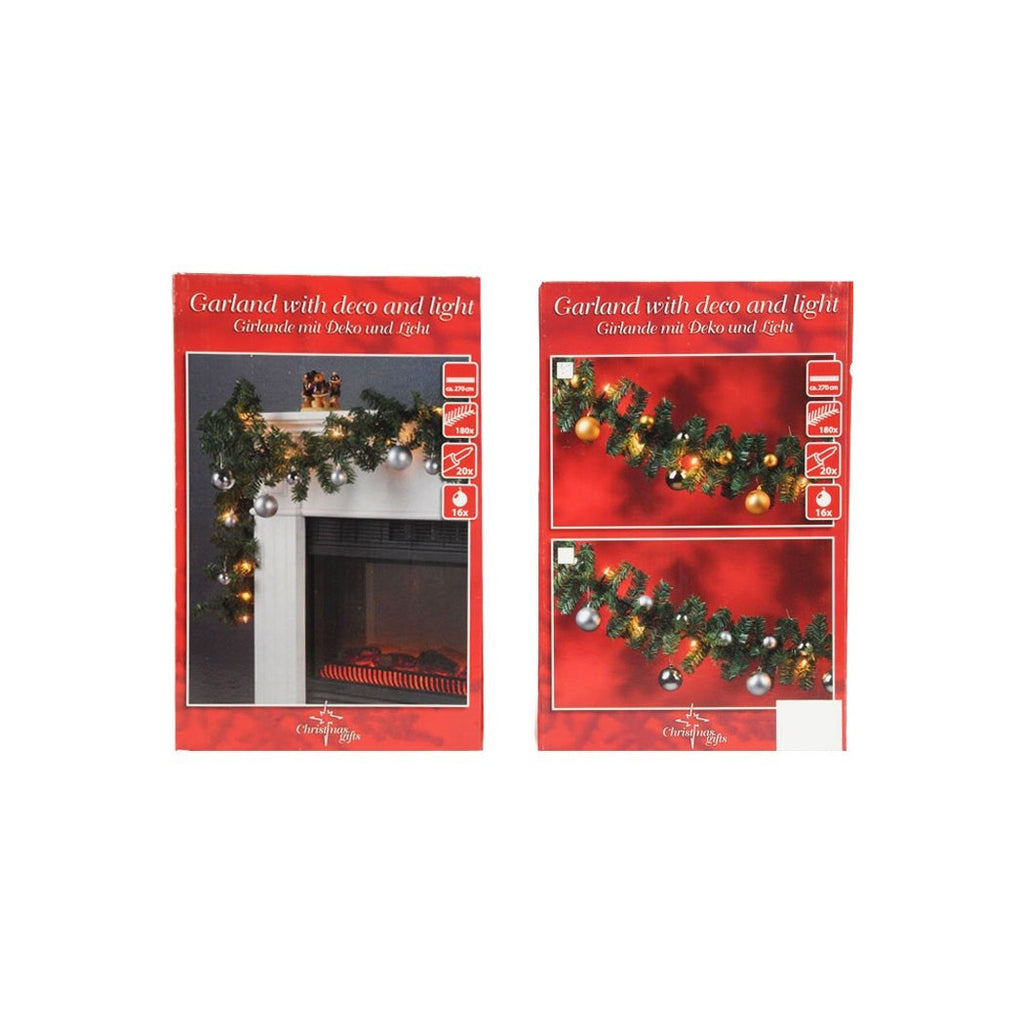 Guirnalda de Navidad para el árbol de Navidad de Chimenea para el hogar 20 luces y 16 esferas varios colores