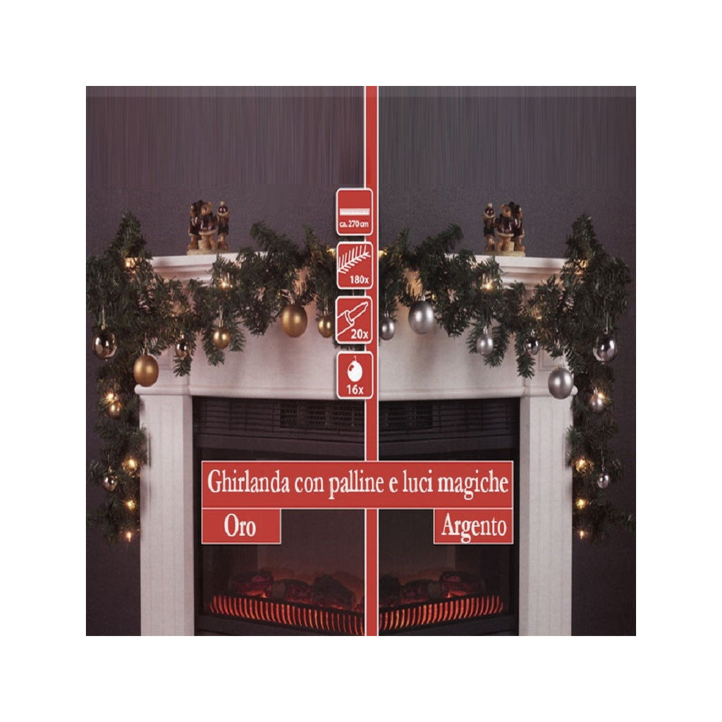 Guirnalda de Navidad para el árbol de Navidad de Chimenea para el hogar 20 luces y 16 esferas varios colores