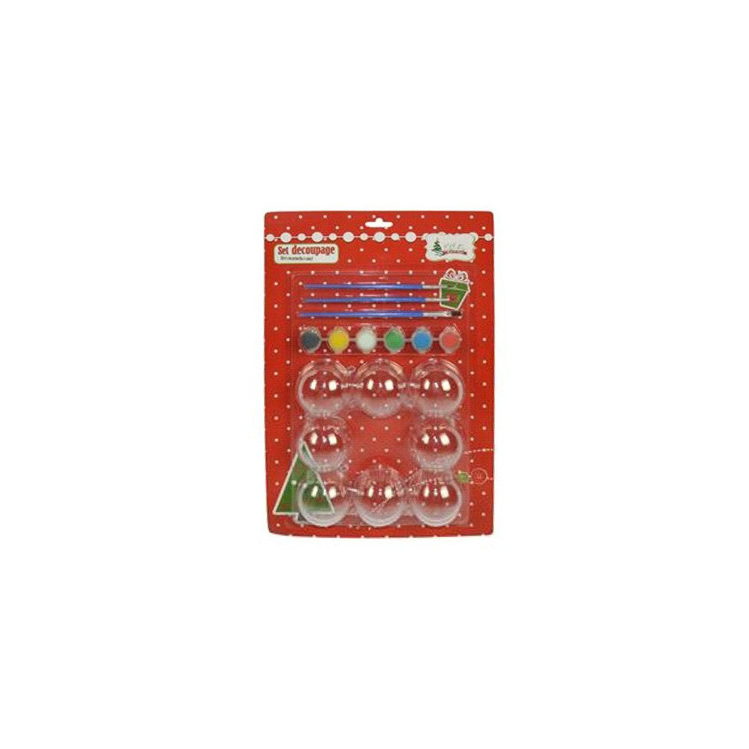 Kit 8 bolas transparentes 6 cm con pinceles y pinceles decoraciones navideñas