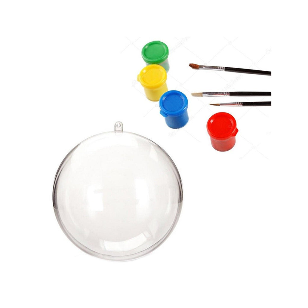 Kit 8 bolas transparentes 6 cm con pinceles y pinceles decoraciones navideñas