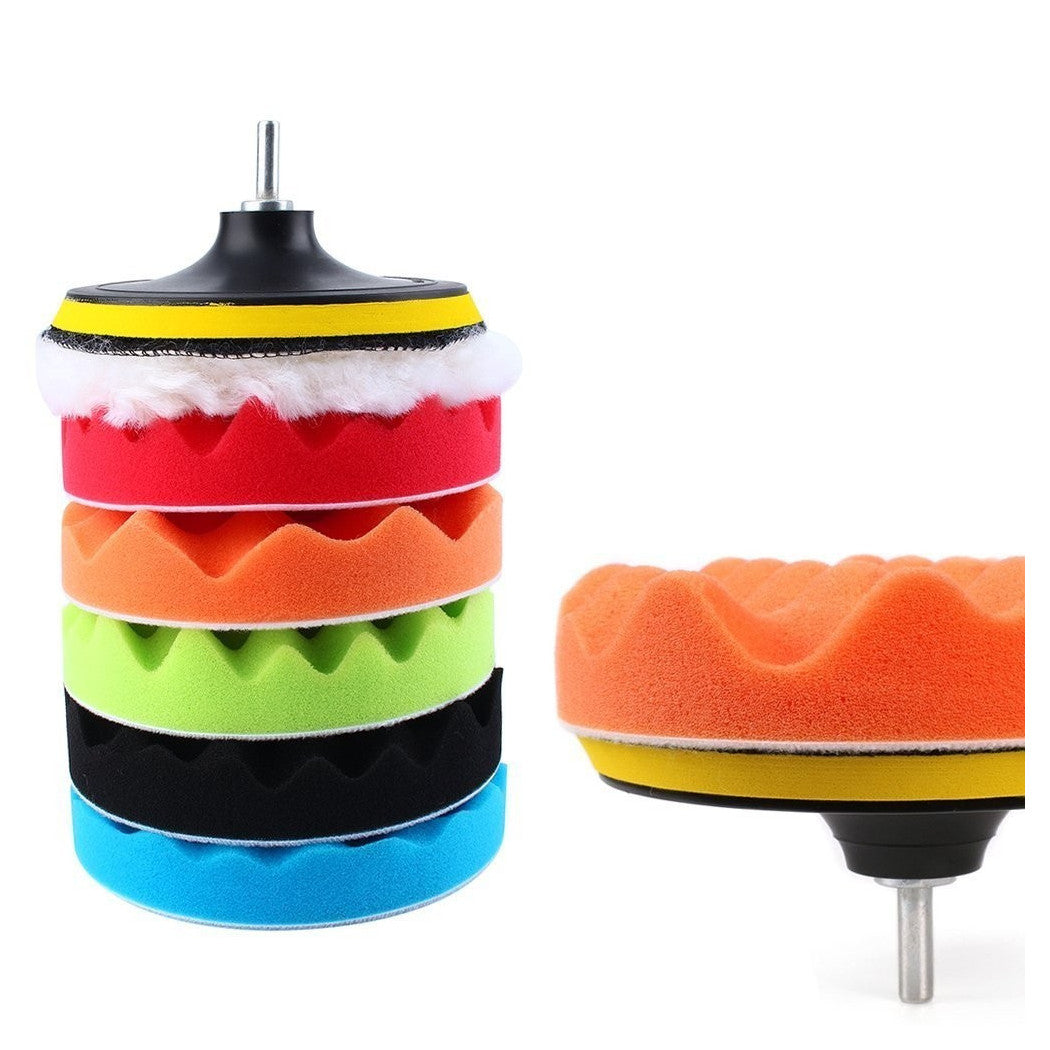 Kit de 6 esponjas de disco de pulido de velcro con adaptador de pulido de automóviles 3 5 6 "