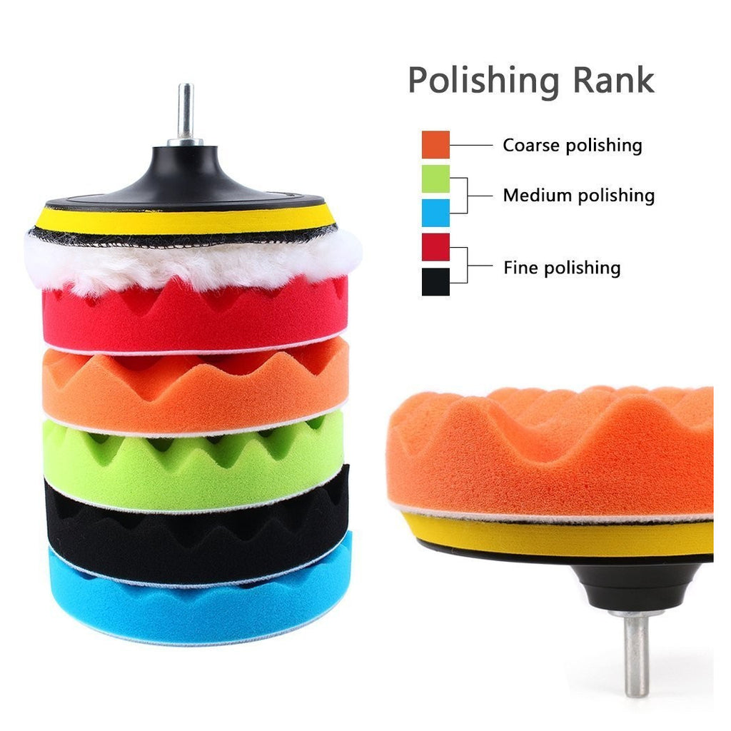 Kit de 6 esponjas de disco de pulido de velcro con adaptador de pulido de automóviles 3 5 6 "