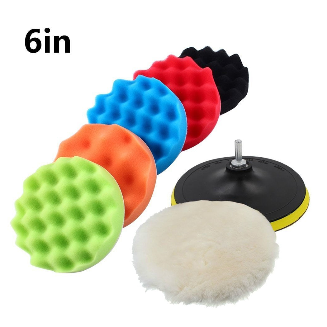 Kit de 6 esponjas de disco de pulido de velcro con adaptador de pulido de automóviles 3 5 6 "