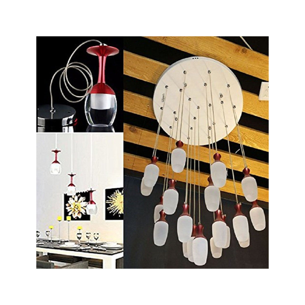 LAMPADARIA 20 LAMPADA CALICE STEEL LUZ LED PENDIEN PORTALAMPADA