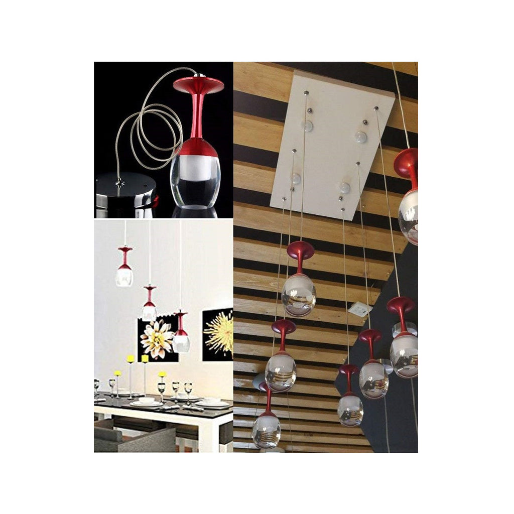 LAMPADARIA 6 LAMPADA CALICE STEEL LUZ LED PENDENT PORTALAMPADA