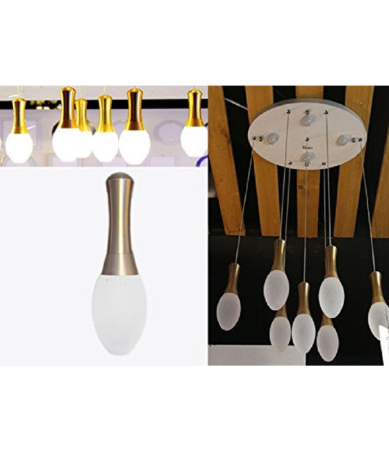 LAMPADARIA LAMPADA 7 PENDIENTES ACCIAIO DORATO ORO SOFFITTO LUCE LED APPLIQUE DESIGN