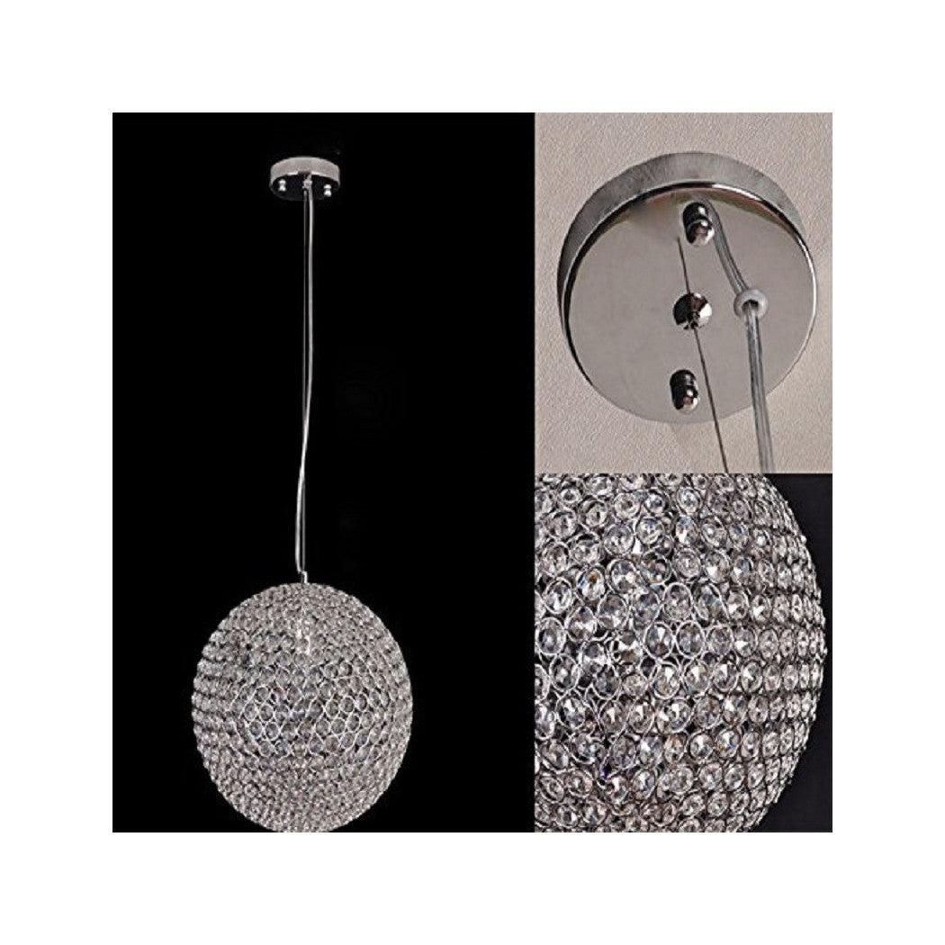 Lámpara colgante araña esférica redonda cerrada cristales de techo luz led diseño