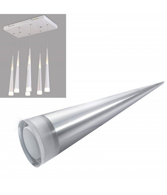 Lámpara lámpara 6 colgantes cónicos de acero estirado luz de techo LED de diseño de apliques