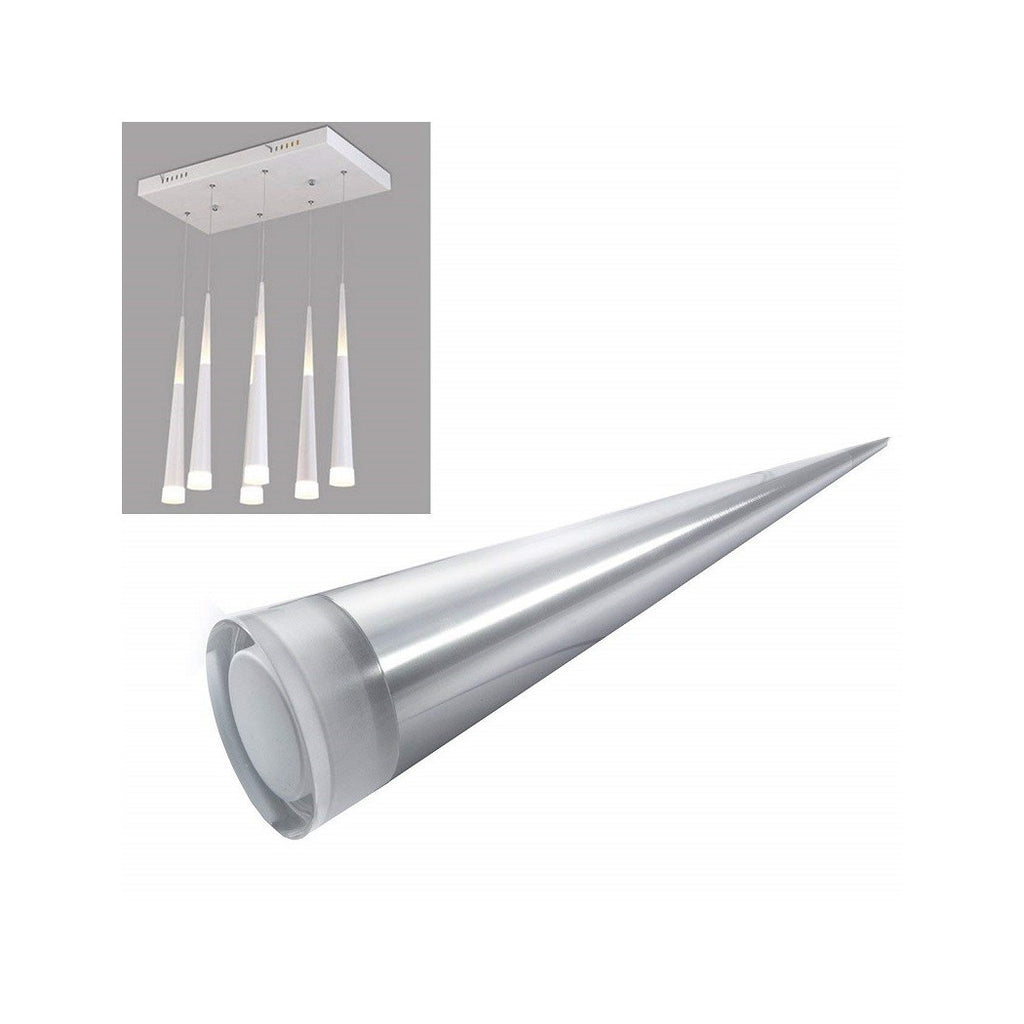 Lámpara lámpara 6 colgantes cónicos de acero estirado luz de techo LED de diseño de apliques
