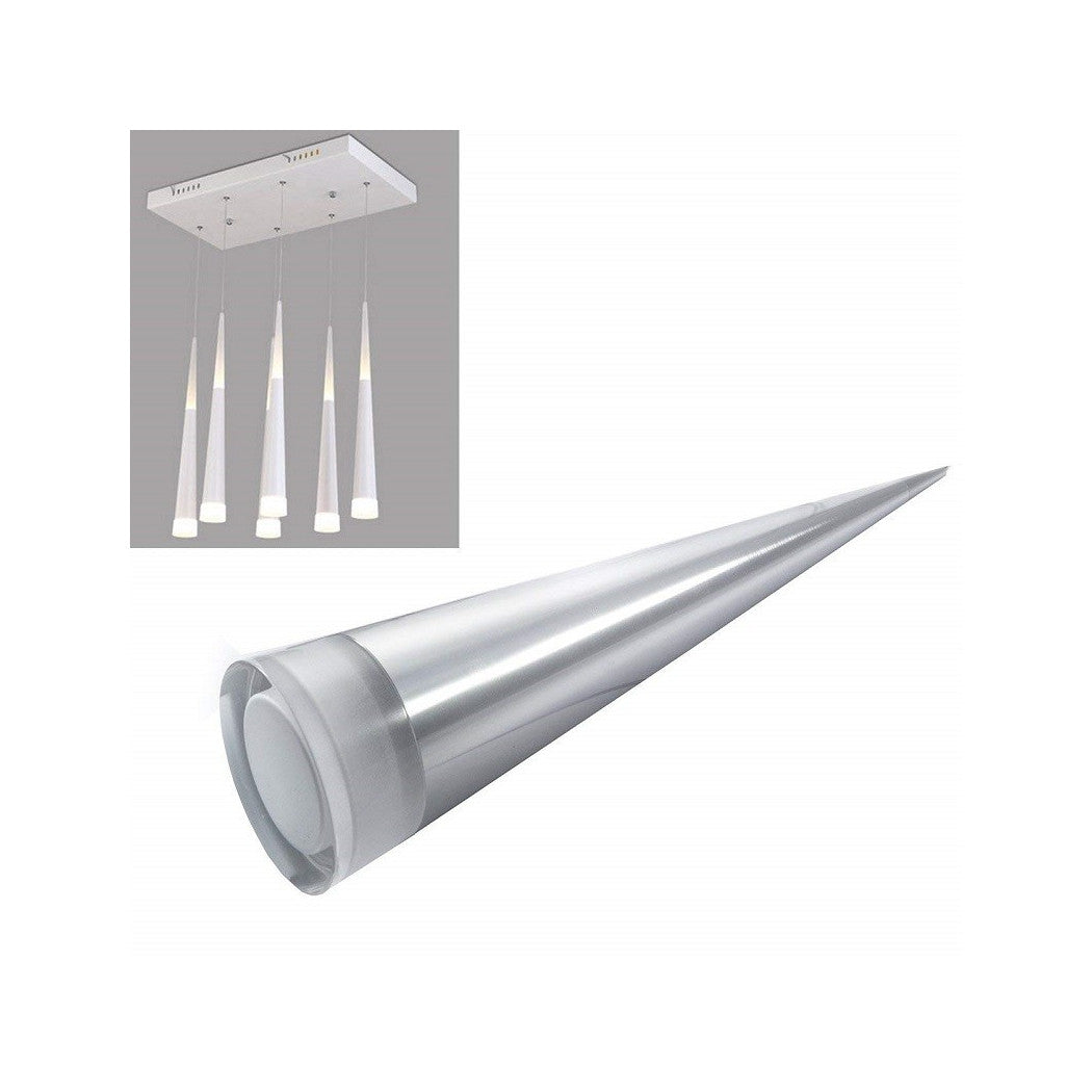 Lámpara lámpara 6 colgantes cónicos de acero estirado luz de techo LED de diseño de apliques