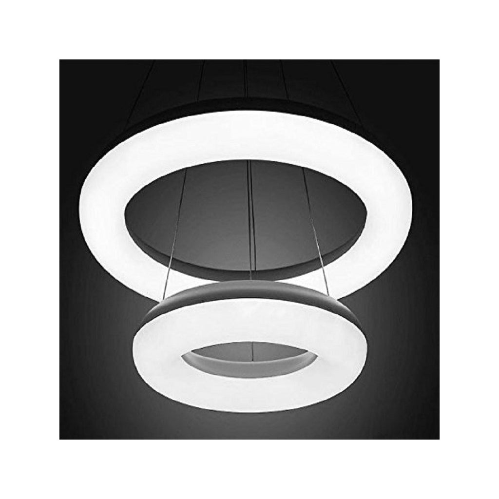 Lámpara lámpara de araña 2 anillos Luz LED Techo Suspensión Colgante Diseño moderno