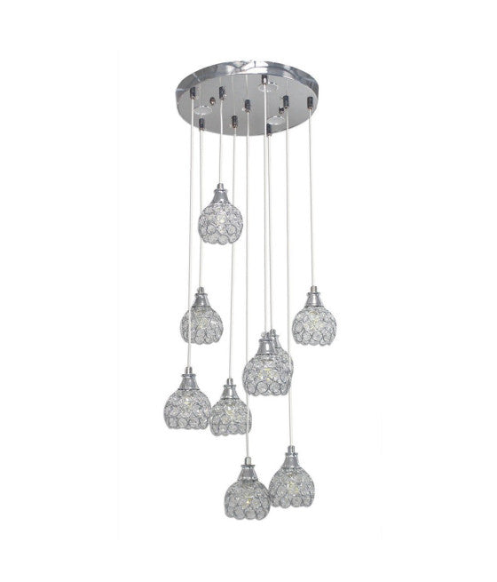 Lámpara colgante araña esférica redonda cerrada cristales de techo luz led diseño