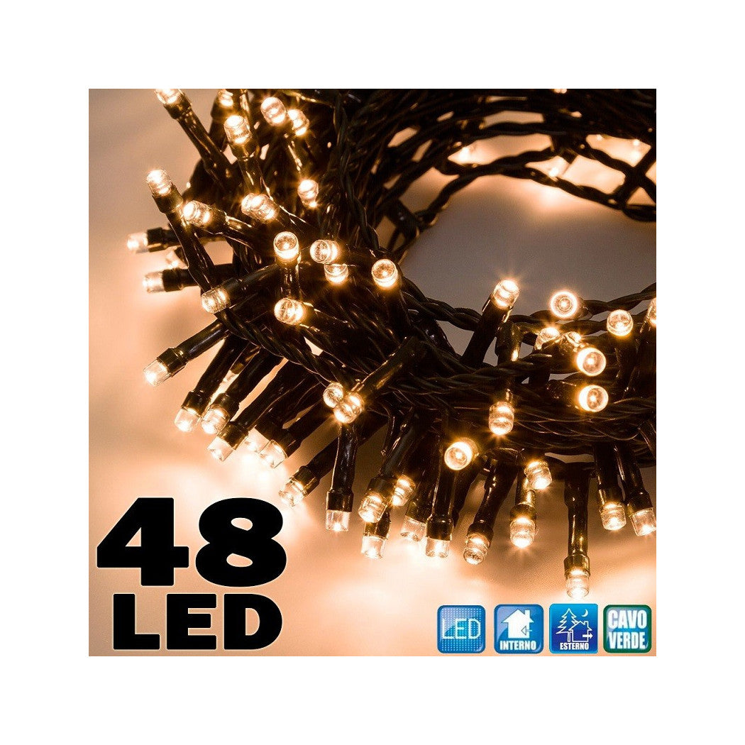 Luces de Navidad de cadena ligera de 5mt 48LED Batería interna externa caliente blanca
