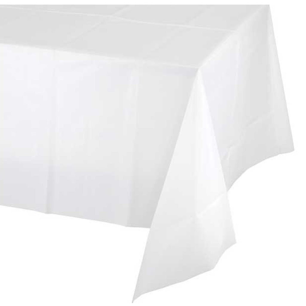 Mantel de plástico para fiesta de fiesta blanco 137x274 cm impermeable