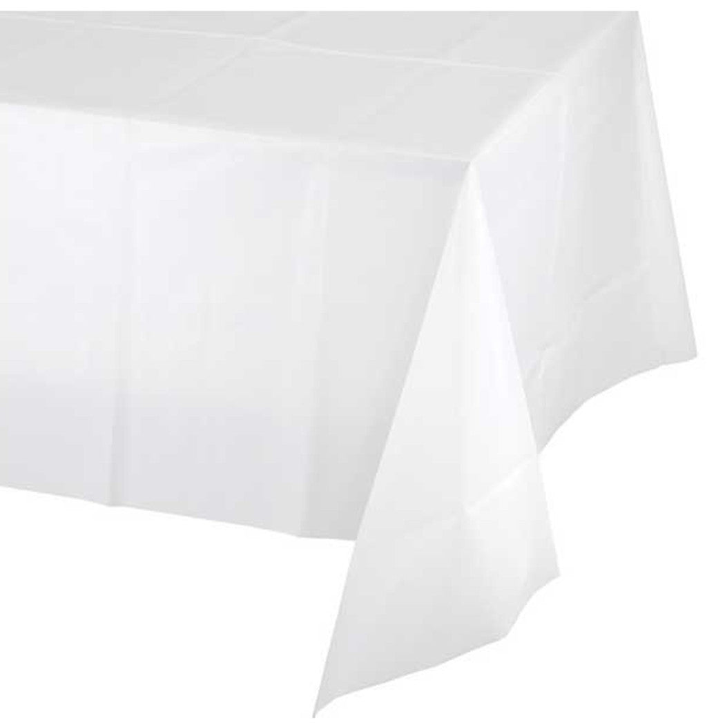 Mantel de plástico para fiesta de fiesta blanco 137x274 cm impermeable
