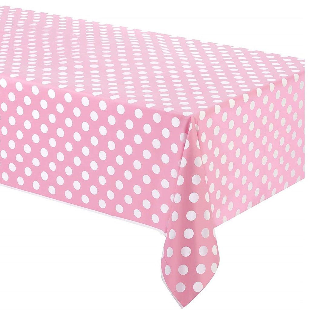 Mantel de plástico para fiestas rosas Polka Dots Cumpleaños Cumpleaños Bautismo Partido