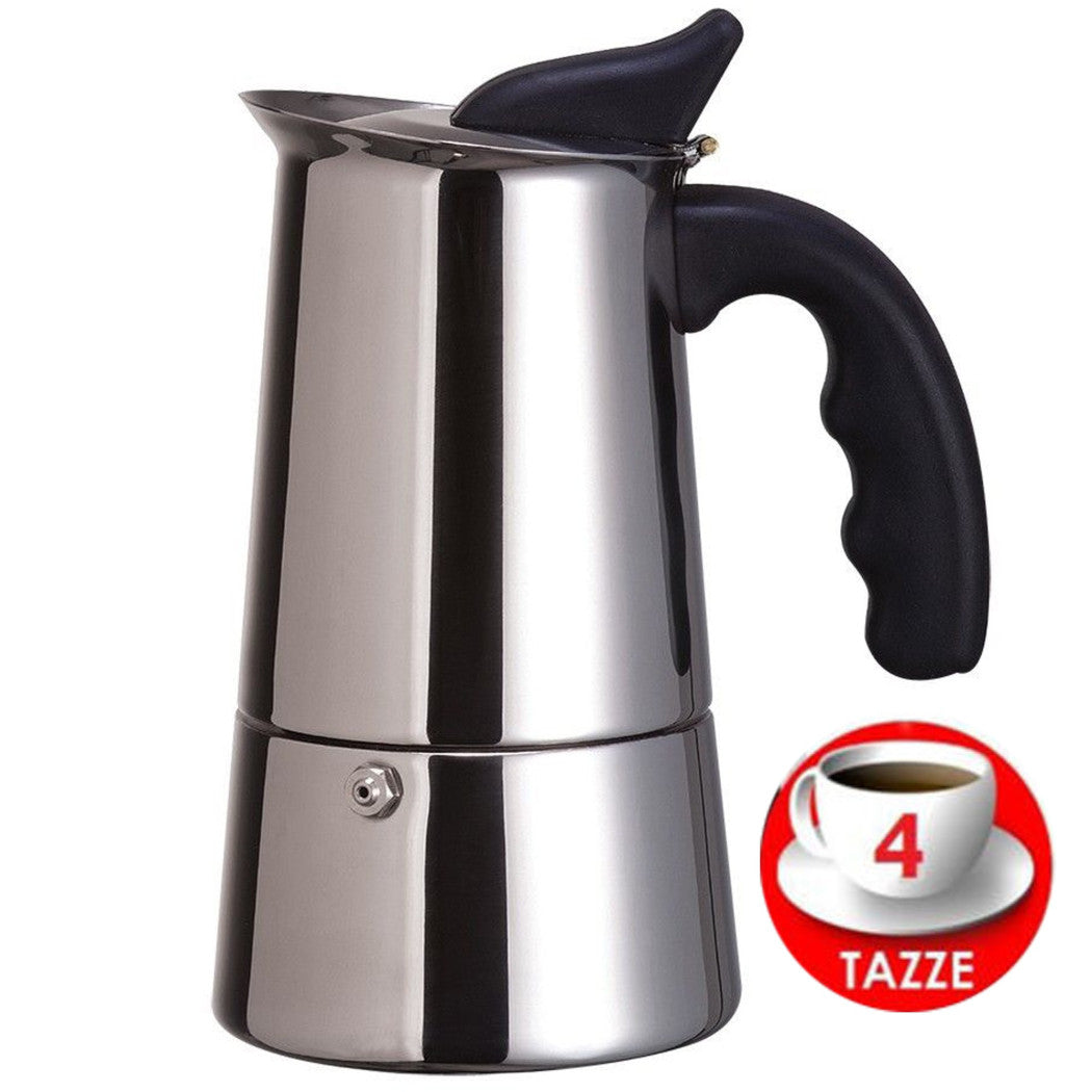 Moka Espresso Maker Cafetera Cafetera Máquina de café Café 4 tazas de acero inoxidable